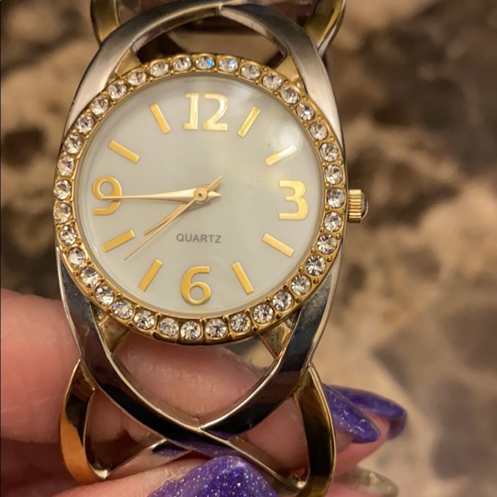 Silver and Gold bangle watch